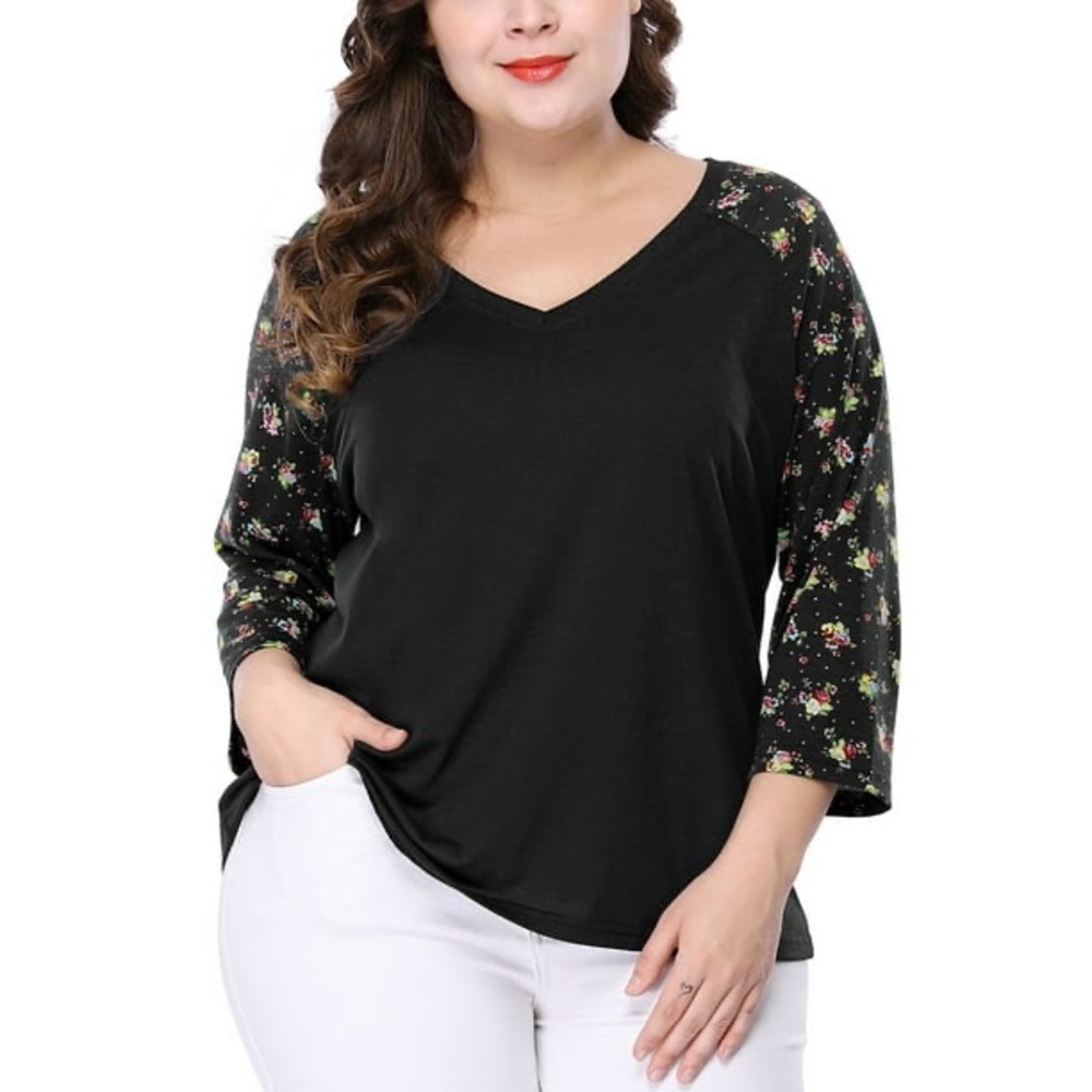 Elegant Black Floral Sleeve Top